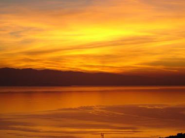 Coucher de soleil depuis le balcon