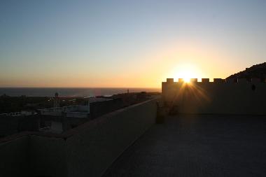 coucher de soleil sur la terrasse