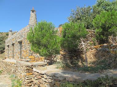 This is the front of the house. It looks over the valley below and the sea in the near distance.