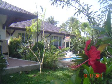 view garden and swimming pool