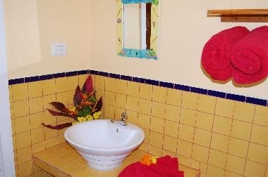 1 salle de bain avec evier,wc et douche