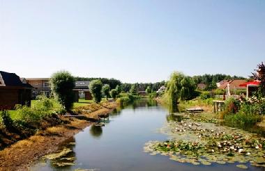 Vue partielle du parc avec bel tang et quelques villa