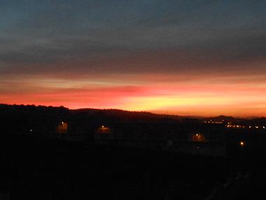 coucher de soleil de la terrasse avant